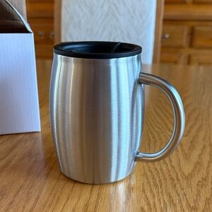 12 oz New Stainless Steel Travel Mug with Handle - Silver